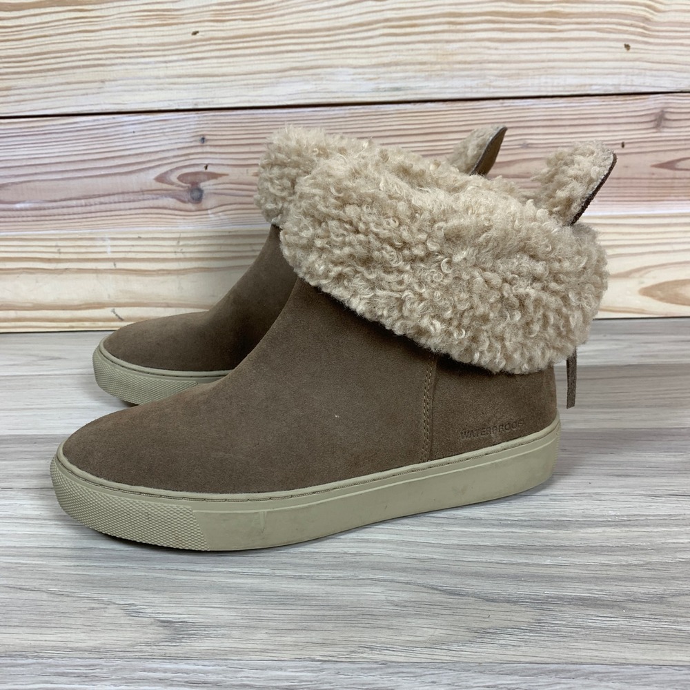 Cougar Devon Ankle‎ Boots Womens 8 Tan Waterproof Suede Shearling Sneaker Boot